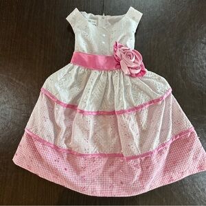 Bonnie Jean Girls Pink and White Eyelet Party Dress Sz 2T